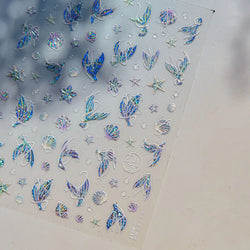 Jellyfish Schools of Fish Shoal Mermaid Tail Seahorse Dreamy Ocean Starfish Shell Coral Adhesive Nail Art Sticker Manicure Decal (ONLINE ORDER ONLY)