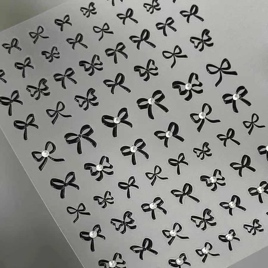 Kawaii 5D Black Self-Adhesive Nail Art Stickers Bowknot Ribbon Decals (ONLINE ORDER ONLY)