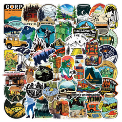 50pcs Forest Camping Hiking Outdoor Stickers Travel Scenery Decals Suitcase Luggage Scrapbook Waterproof Graffiti Sticker Toys (ONLINE ORDER ONLY)