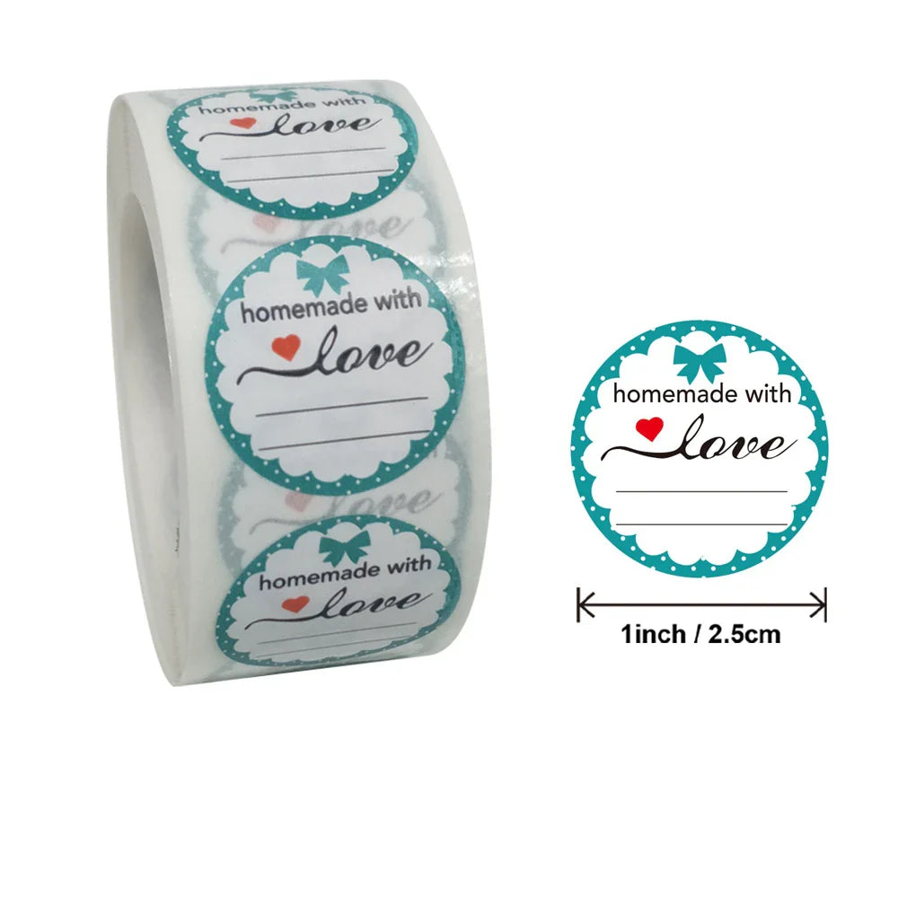 500pcs/roll Handmade with Love Letter Stickers Thank You Stickers Labels Wedding Box Gift Packing Decoration Stationery Stickers (ONLINE ORDER ONLY)