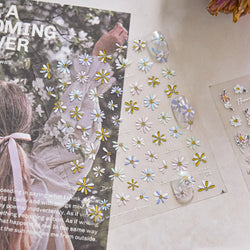 Colourful Daisy Cosmos Hot Stamping Petal Delicate and Pretty Plant Self Adhesive Nail Art Decoration Stickers Manicure Decals (ONLINE ORDER ONLY)