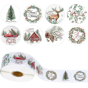 100-500pcs Merry Christmas Stickers 1 inch Self-adhesive Holiday Stickers For Christmas Decors Wedding Party Cards Label (Online Order Only)