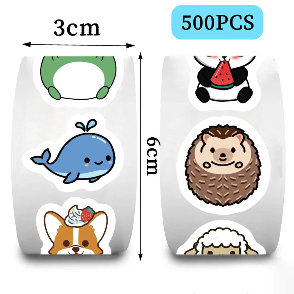 Cartoon Cute Animal Whale Sheep Frog Dog Roll Sticker Graffiti DIY Diary Pencil Box Notebook Luggage Vase Sticker Kids Toy Gift (ONLINE ORDER ONLY)