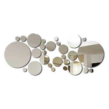 26 PCs 3D Acrylic Mirror Wall Sticker, round Mirror, DIY Bedroom, Bathroom and TV Background Room Sticker Wall Decoration (Online Order Only)