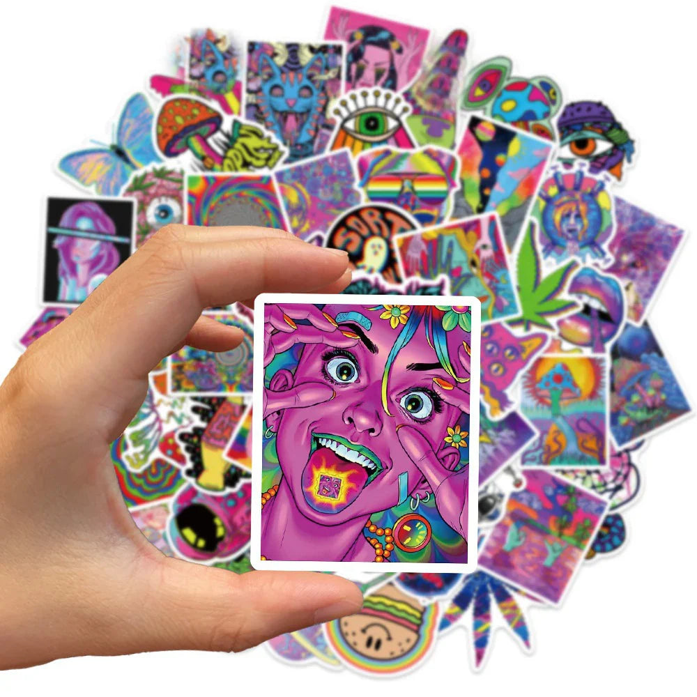 10/30/50PCS Cool Gothic Psychedelic Art Aesthetic Stickers Graffiti Decal Car Bike Skateboard Motorcycle Laptop Kid Sticker Toy (ONLINE ORDER ONLY)