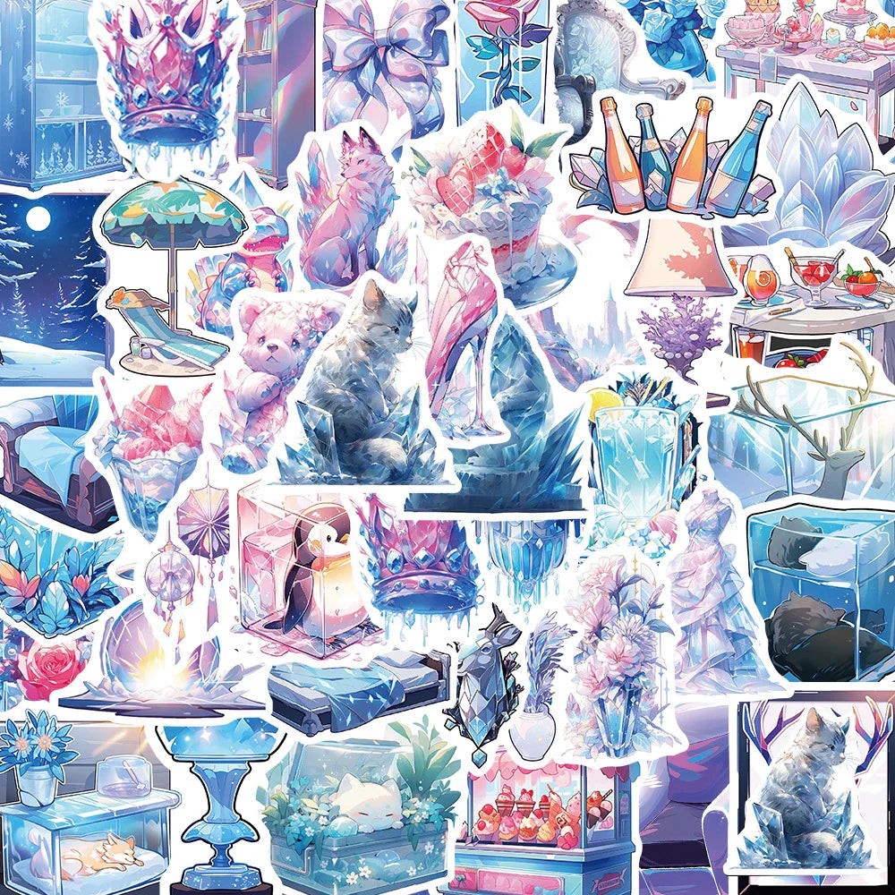 Cute Ice World Aesthetic Stickers Cartoon Decals for Laptop, Notebook, Phone, Kid Toy (10/30/50PCS) (ONLINE ORDER ONLY)