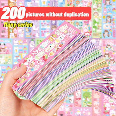 100/200 PCS Cute Stickers Kawaii Cartoon Laser Sticker for Kid Sticker Plate DIY Popular Campus Students Decoration Stationery (Online Order Only)
