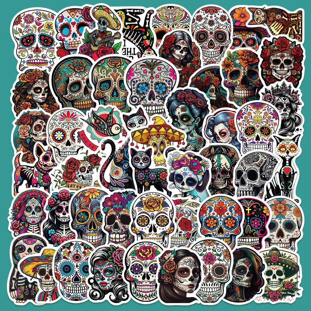 50pcs Horror Undead Graffiti Stickers for Helmet, Wall, DIY Decoration (ONLINE ORDER ONLY)