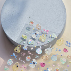 Cute Dream Catcher Net Bag Water Cup Woven Mesh Star Dreamy Bowknot Butterfly Embossed Adhesive Nail Art Sticker Manicure Decal (ONLINE ORDER ONLY)