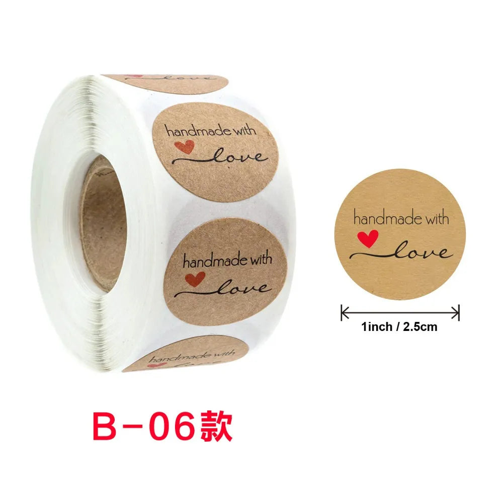 50-500pcs Round Natural Kraft Handmade Thank You Stickers Scrapbooking For Gift Baking Package Adhesive Sticker Seal Labels (ONLINE ORDER ONLY)