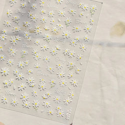 Cute Beige Yellow Pristine Fresh Daisy Flower 5D Shiny Soft Embossed Relief Charm Self Adhesive Nail Art Stickers Manicure Decal (ONLINE ORDER ONLY)