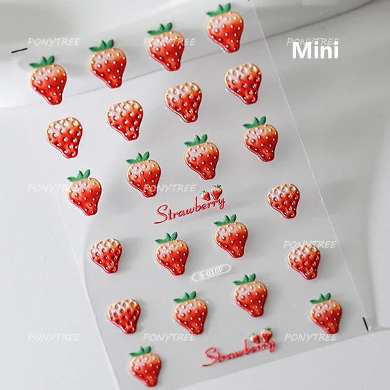Fruit Paradise Guava Strawberry Pear Peach Orange Watermelon Pitaya Cherry Kiwifruit Pineapple Nail Art Stickers Manicure Decals (ONLINE ORDER ONLY)