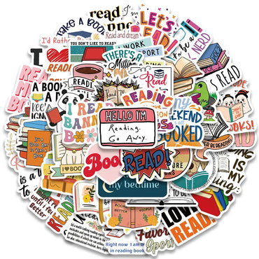 10/30/50PCS Book Reading Stickers English Phrase Decals For Diary Notebook Skateboard Computer Cartoon Luggage Graffiti Sticker (Online Order Only)