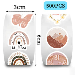 500pcs/roll BOHO Inspirational Journal Materials Cartoon Graffiti Stickers Phone Guitar Laptop Notebook Suitcase Bottles Gift (Online Order Only)