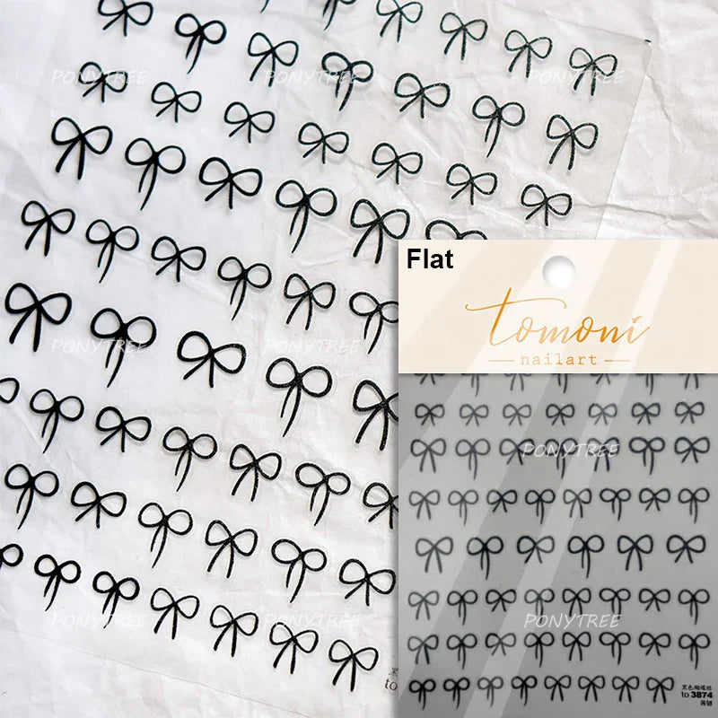 White Black Pink Bowknot Lace Star Pearl Tassel Pendant Shiny 5D Embossed Relief Self Adhesive Nail Art Stickers Manicure Decals (ONLINE ORDER ONLY)