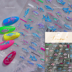 Ray Fish Shell  Conch Water Bubbles Octopus Starfish Mermaid Jellyfish Otter Dolphin Nail Art Decorations Sticker Manicure Decal (ONLINE ORDER ONLY)