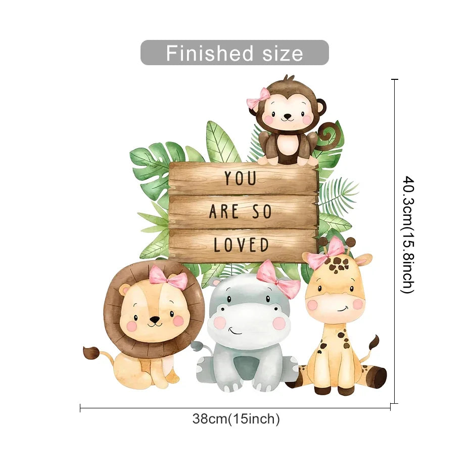 Cartoon Lion Zebra Elephant Giraffe Wall Stickers Kids Room Nursery Decor Decals (ONLINE ORDER ONLY)