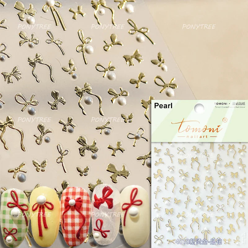 Lace Bowknot Hollow Out Fabric Art Fragmentation Sensation Petal Embossed Hottie Adhesive Nail Art Sticker Chic Manicure Decals (ONLINE ORDER ONLY)