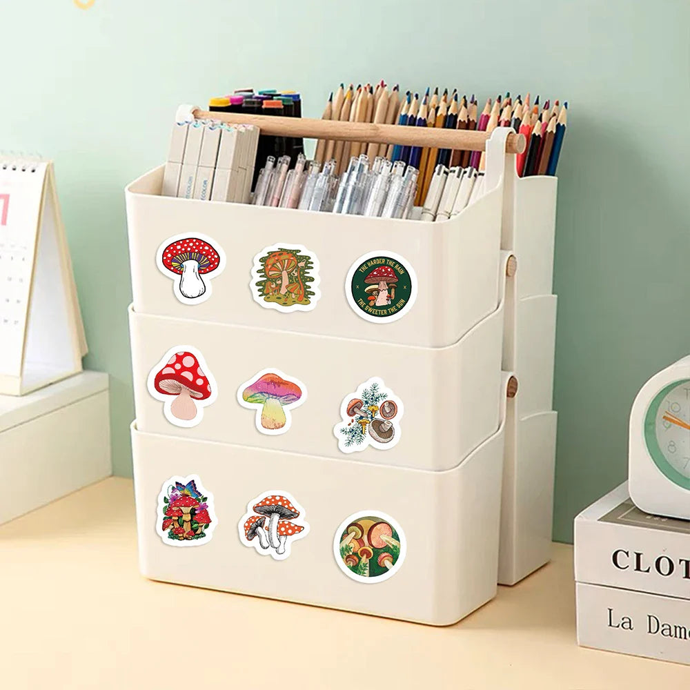 100-500pcs Children Mushroom Reward Stickers School Students Cute Cartoon Stationery Sticker Scrapbooking DIY Gift Decoration (ONLINE ORDER ONLY)