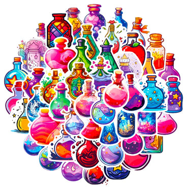 10/50PCS Colorful Magic Bottle Stickers Funny Cute Decals For Kids Laptop Luggage Fridge Diary Bike Phone Notebook Stickers (Online Order Only)
