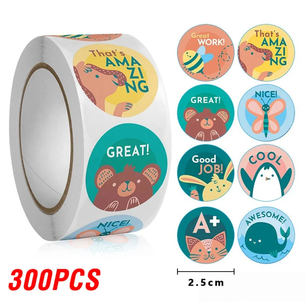 100-500pcs Cartoon Animals Cute Reward Stickers for Kids School Teacher Supplies Kids Classic Toy Gift Sealing Decor Stationery (ONLINE ORDER ONLY)