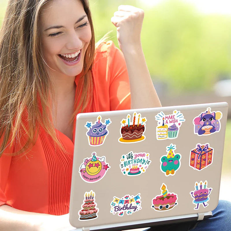 10/30/50PCS Happy Birthday PVC Sticker Aesthetic Decoration Scrapbooking Children's Korean Stationery School Supplies for Kids (ONLINE ORDER ONLY)