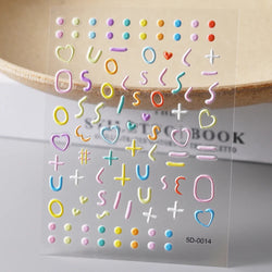 1Sheet Valentine's Day Decals 5D Nail Art Stickers Heart Self-Adhesive Slider Love Letters DIY Manicure Accessories "Dopamine" % (ONLINE ORDER ONLY)