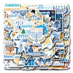 Hanukkah Cartoon Stickers: 10/30/55PCS for Scrapbook, Laptop, Phone, Guitar, Car, Bike, Skateboard (ONLINE ORDER ONLY)
