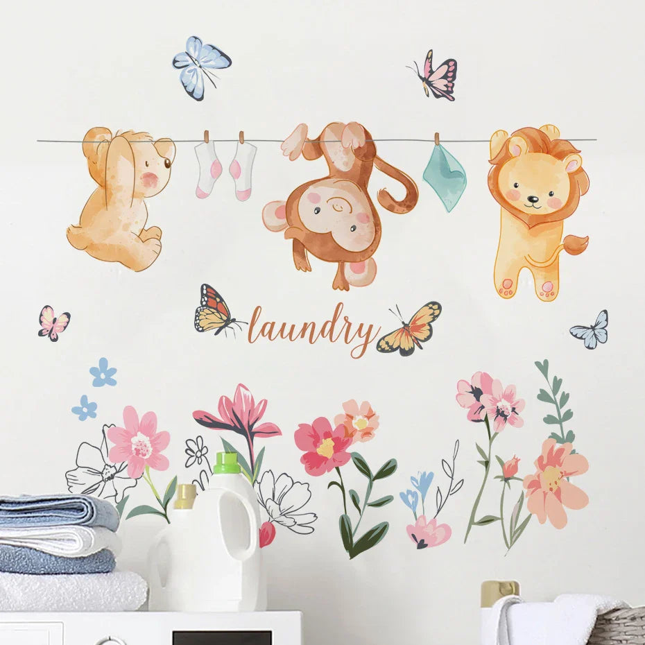 Cartoon Animal Flower Wall Stickers for Kids Room Decor (ONLINE ORDER ONLY)
