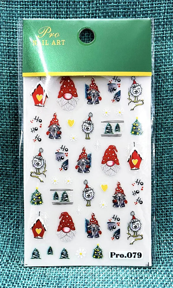 Cute Deer Christmas Nail Stickers 5D Embossed Elk Star Gingerbread Man Snowflake Santa Claus Holly DIY Winter Engraved Manicure* (ONLINE ORDER ONLY)