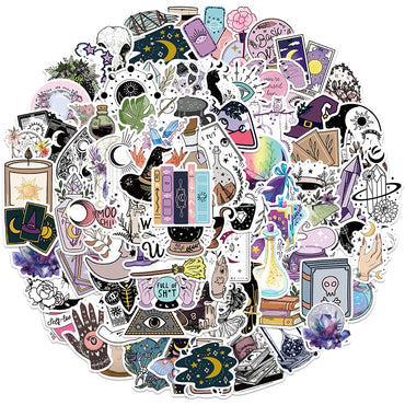 10/30/50/100pcs Cool Boho Gothic Magic Witch Stickers Aesthetic Decal Skateboard Laptop Car Phone Bike Graffiti Sticker Kid Toy (ONLINE ORDER ONLY)