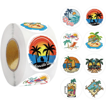 100-500pcs Summer Stickers Round Gift Seal Label Sticker Diary Stationery Stickers For Wedding Party Decor Handmade Sticker (Online Order Only)