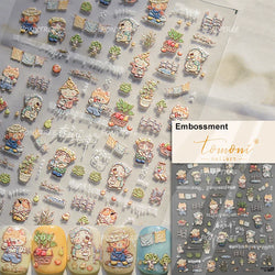 Cute Cat Cherry Sweet Cake Dog Butter Cookie Coffee Strawberry Jam Ice Cream Adhesive Nail Art Decoration Sticker Manicure Decal (Online Order Only)