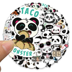 50pcs Cute Cartoon Animals Panda Stickers For Laptop Phone Luggage Guitar Decor Waterproof Graffiti Car Decals Kids Toy (ONLINE ORDER ONLY)