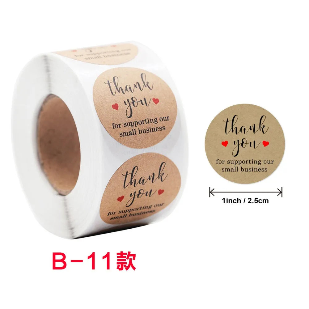 50-500pcs Round Natural Kraft Handmade Thank You Stickers Scrapbooking For Gift Baking Package Adhesive Sticker Seal Labels (ONLINE ORDER ONLY)