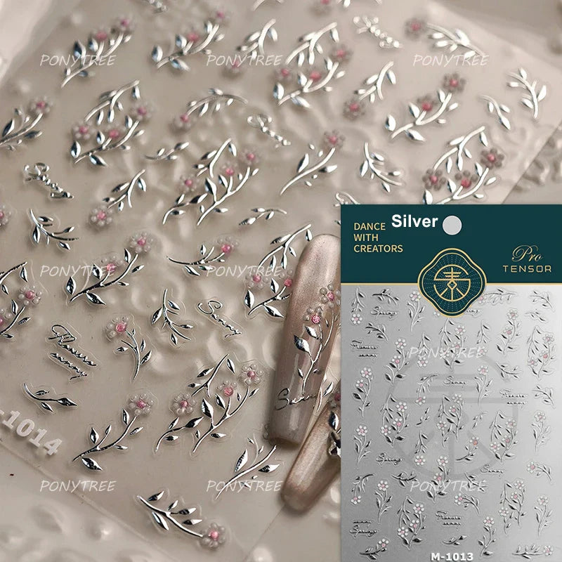 Painting Sketch Tulip Daisy Willows Scenery Daisy Colorful Flowers Sun Star Butterfly Wicker 3D Nail Art Stickers Manicure Decal (ONLINE ORDER ONLY)