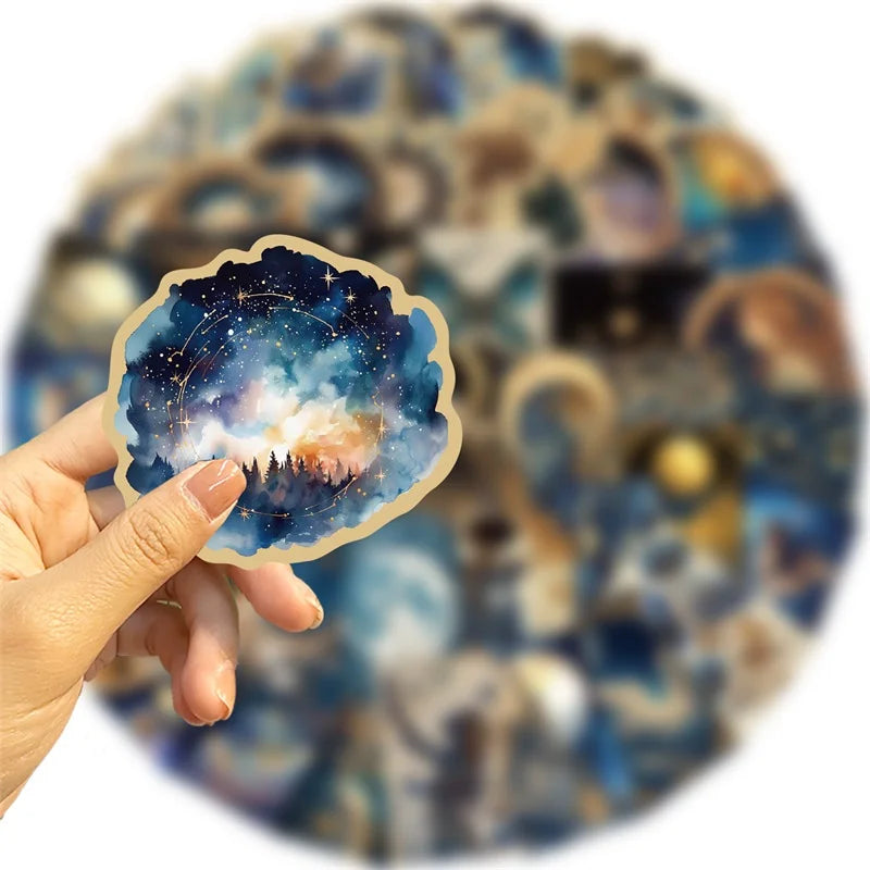50PCS Gorgeous Universe PVC Sticker Aesthetic DIY Children's Decoration Scrapbooking Stationery Hand Accounting Tool Supplies (ONLINE ORDER ONLY)