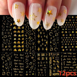 12 Sheets Valentines Nail Stickers Red Heart Nail Art Sticker Decal Solid Hollow Heart 3D Self-Adhesive Design Nail Art Supplies (ONLINE ORDER ONLY)
