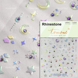Chic Colourful Star Moon Curved Line Arc Necklace Love Heart Hanging in The Air Cherry Adhesive Nail Art Stickers Manicure Decal (Online Order Only)