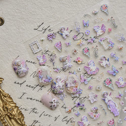 Angel Bowknot Stone Statue Vintage Photo Frame Flower Bed Bouquet Garden Rose Crown Adhesive Nail Art Stickers Manicure Decals (ONLINE ORDER ONLY)