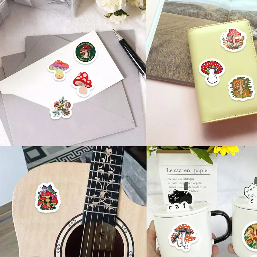 100-500pcs Children Mushroom Reward Stickers School Students Cute Cartoon Stationery Sticker Scrapbooking DIY Gift Decoration (ONLINE ORDER ONLY)
