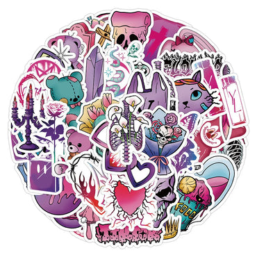 10/30/60pcs Magic Gothic Skull Cool Stickers Decals Laptop Luggage Phone Suitcase Notebook Guitar Waterproof Sticker Kids Toys (ONLINE ORDER ONLY)