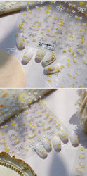 Yellow Purple Mini Flower White Lace Bowknot Flower Bouquet Spring 5D  Adhesive Nail Art Decoration Stickers DIY Manicure Decals (ONLINE ORDER ONLY)