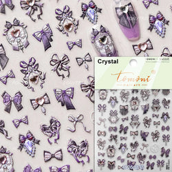 Chic Red Bowknot Silk Ribbon Pearl Elegant Line Self Adhesive Nail Art Stickers Dressy Rhinestone Manicure Decals Nail Supplies (Online Order Only)