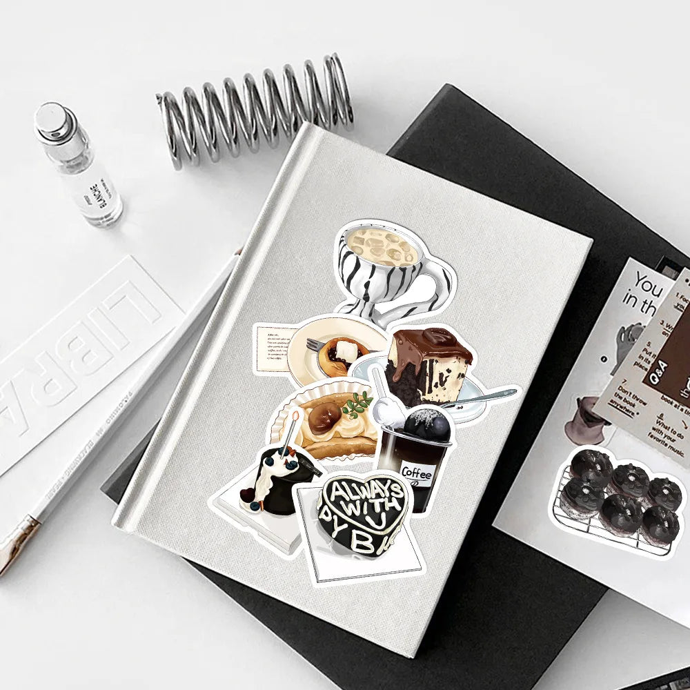 10/30/50PCS Kawaii Food Dessert Coffee Stickers Ins Style Cartoon Decals Decoration DIY Skateboard Laptop Phone Guitar Bike Car (ONLINE ORDER ONLY)