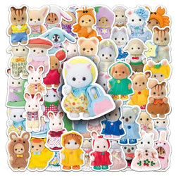 Sylvanian Families Cartoon Stickers 50pcs for Suitcase, Cup, Car, Laptop, Refrigerator (Online Order Only)