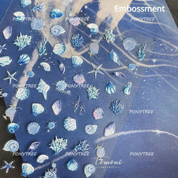 Dizzying Shell Coral Dolphin Starfish Heart Jellyfish Water Bubbles Ocean Adhesive Nail Art Decorations Stickers Manicure Decals (ONLINE ORDER ONLY)