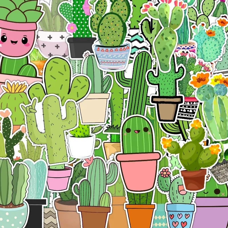 Cactus Stickers Pack for Water Bottle Laptop Phone Luggage Scrapbook (Online Order Only)