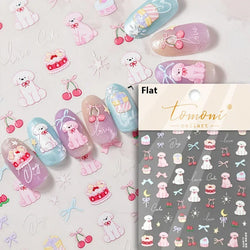 Cute Mango Dog Puppy Bear Bichon Blueberries Strawberry Cake Fruit Juice Desserts Corgi Adhesive Nail Art Sticker Manicure Decal (Online Order Only)