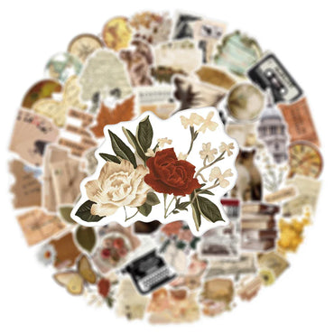10/30/50pcs Cartoon Vintage Stickers Aesthetic Retro Decals Decorative DIY Toys Suitcase Scrapbook Phone Laptop PCV Car Sticker (ONLINE ORDER ONLY)